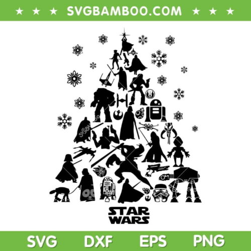 Star Wars Characters Christmas Tree SVG PNG, Star Wars Merry Christmas SVG, Star Wars Movie Christmas DXF SVG PNG EPS