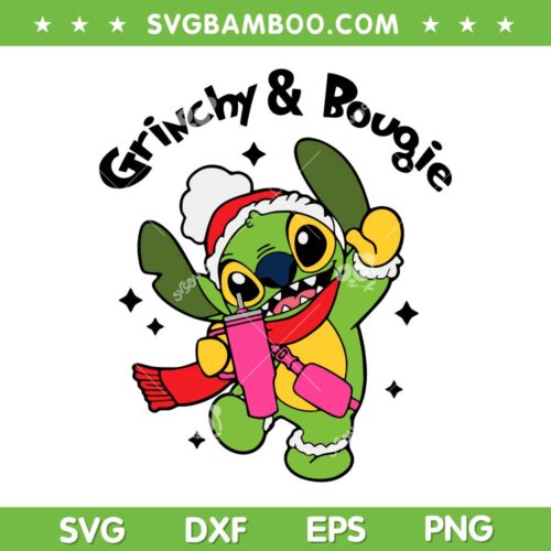 Stitch Grinch Bougie Christmas SVG PNG, Stitch Cup And Bag Bougie SVG, Grinchy And Bougie DXF SVG PNG EPS