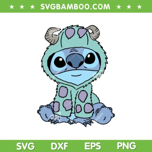 Stitch Sully Monsters inc SVG PNG, Stitch Lilo James P Sullivan SVG, Funny Stitch Monsters DXF SVG PNG EPS