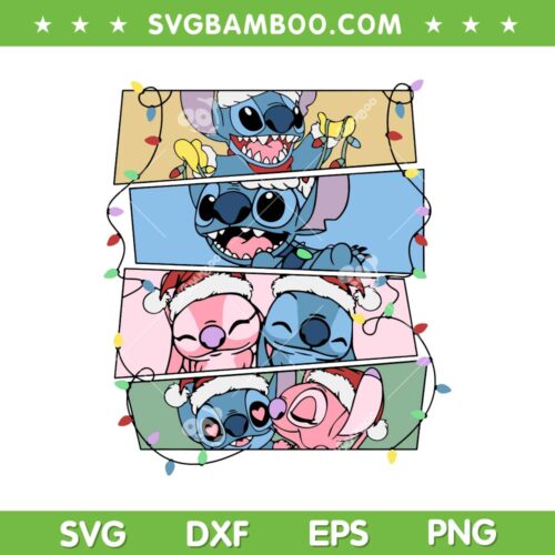 Stitch And Angel Merry Christmas SVG PNG, Stitch Santa Claus SVG, Merry Christmas Stitch DXF SVG PNG EPS