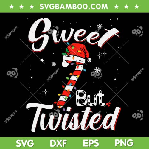 Sweet But Twisted SVG PNG, Candy Cane Xmas Holiday SVG, Funny Christmas Candy Cane DXF SVG PNG EPS