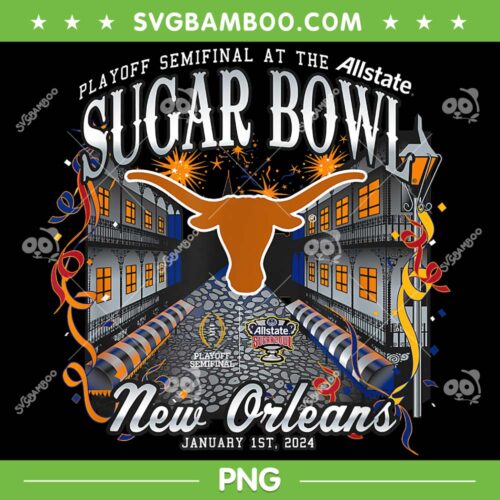 Texas Longhorns Sugar Bowl 2024 PNG, Sugar Bowl New Orleans PNG, All State Sugar Bowl PNG