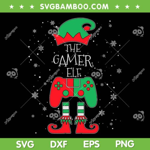 The Gamer Elf SVG PNG, Gamer Elf Christmas SVG, Xmas Video Gamer Efl DXF SVG PNG EPS