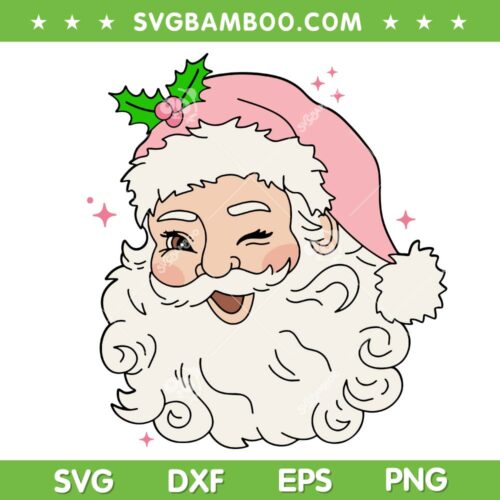 Vintage Retro Santa Christmas SVG PNG, Baby Santa Claus Pink SVG, Cute Santa Christmas DXF SVG PNG EPS