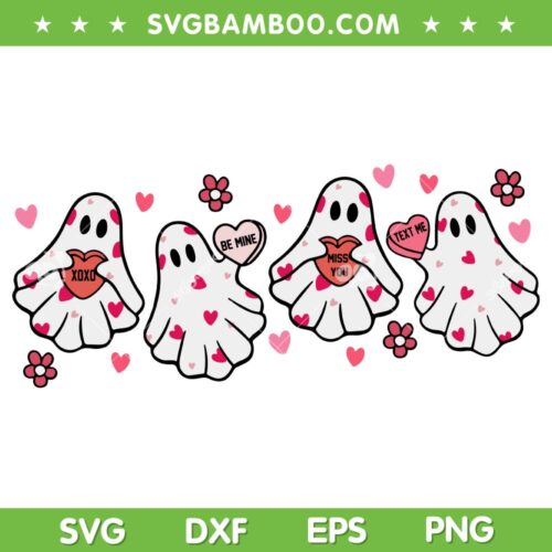 Valentines Day Ghost SVG PNG, Ghost Candy Love SVG, Bougie Ghost Xo Xo DXF SVG PNG EPS