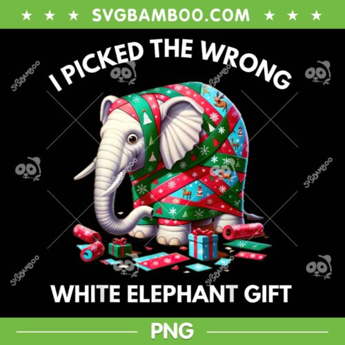 White Elephant Gift Christmas PNG, Wrapped Elephant Dumb Gift PNG, Elephant Christmas Ornament PNG
