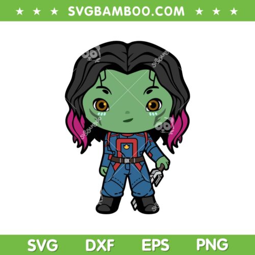 Gamora Chibi SVG PNG, Chibi Cute Baby Gamora SVG, Guardians Of The Galaxy 3 DXF SVG PNG EPS