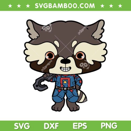 Rocket Chibi SVG PNG, Guardian Of The Galaxy Baby Rocket SVG, Chibi Rocket Raccoon DXF SVG PNG EPS