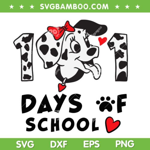 100 Days Of School Dalmatian Dog SVG, Boy Kid 101th Day Of School SVG, 101 Days Smarter DXF SVG PNG EPS