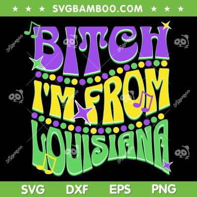 Bitch I'm From Louisiana Mardi Gras SVG PNG, Mardi Gras Fleur De Lis SVG, Mardi Bitch DXF SVG PNG EPS