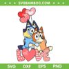 Bluey Valentine Love Heart SVG PNG, Bluey And Bingo Valentine SVG, Bluey Dog Heart DXF SVG PNG EPS