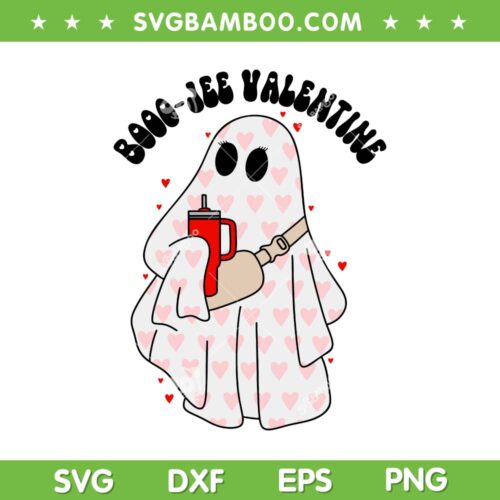 Boojee Valentine Stanley Tumbler SVG PNG, Funny Ghost Valentine Bougie SVG, Boo Jee Ghost DXF SVG PNG EPS
