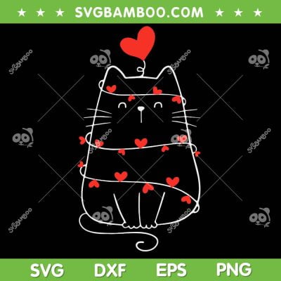 Cat Valentine Heart SVG PNG, Cat Lover SVG, Funny Cat Valentines Day DXF SVG PNG EPS