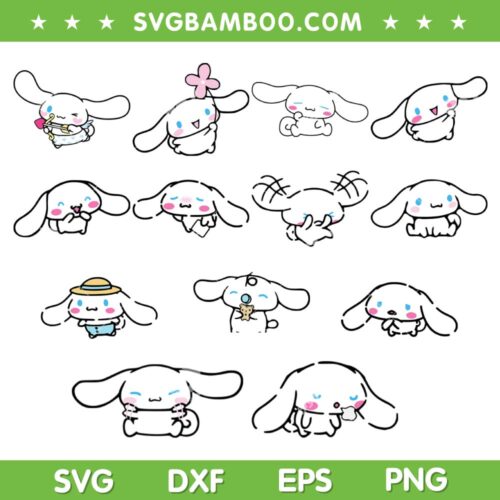 Cinnamoroll SVG Bundle, Hello Kitty And Friends SVG Bundle, Cinnamoroll Sanrio Cute Puppy DXF SVG PNG EPS