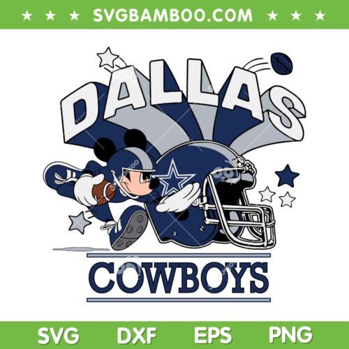 Cowboys Americas Team Mickey Football SVG, Mickey Mouse Dallas Cowboys SVG, Disney Cowboys Football DXF SVG PNG EPS
