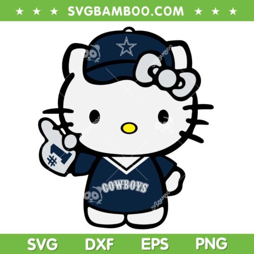 Dallas Cowboys Hello Kitty SVG PNG, Cowboys Baseball Number 1 SVG, Kitty Cat Baseball DXF SVG PNG EPS