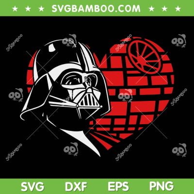 Darth Vader Valentines Heart SVG PNG, Vader Love Death Star SVG, Star Wars Valentines DXF SVG PNG EPS