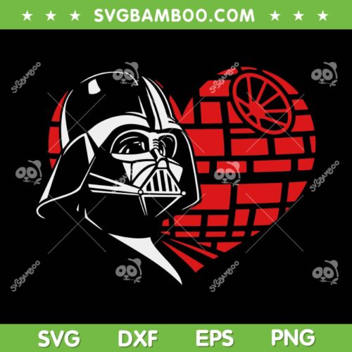 Darth Vader Valentines Heart SVG PNG, Vader Love Death Star SVG, Star Wars Valentines DXF SVG PNG EPS