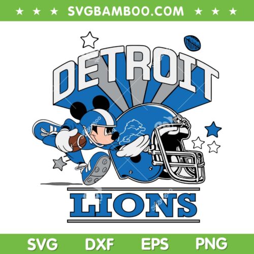 Mickey Mouse Detroit Lions SVG PNG, Football Detroit Lions SVG, Disney Mouse Football DXF SVG PNG EPS