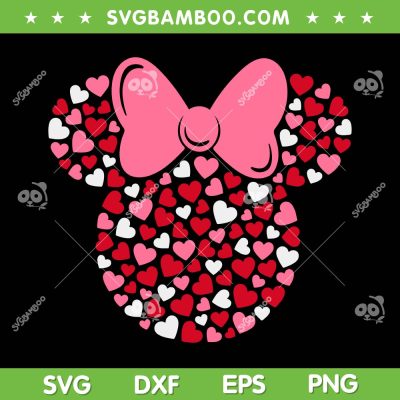 Disney Minnie Mouse Valentine Heart SVG, Pink Hearts Icon Valentines SVG, Minnie Hearts DXF SVG PNG EPS