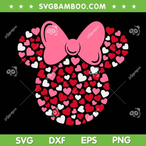 Disney Minnie Mouse Valentine Heart SVG, Pink Hearts Icon Valentines SVG, Minnie Hearts DXF SVG PNG EPS