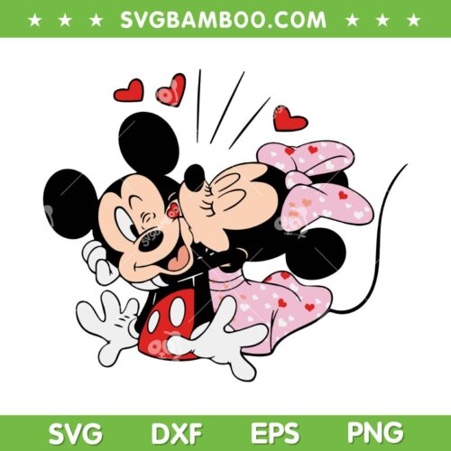 Disney Mouse Love Heart Valentines SVG, Minnie Kiss Mickey Valentine SVG, Mickey Love Heart DXF SVG PNG EPS
