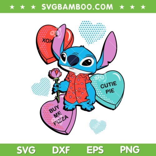 Disney Stitch Candy Hearts SVG PNG, Lilo And Stitch Valentines Day SVG, Stitch In Love DXF SVG PNG EPS