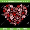 Dog Paw Valentine Heart SVG PNG, Cat Dog Paws Heart SVG, Valentines Dog Cat Paws Heart DXF SVG PNG EPS