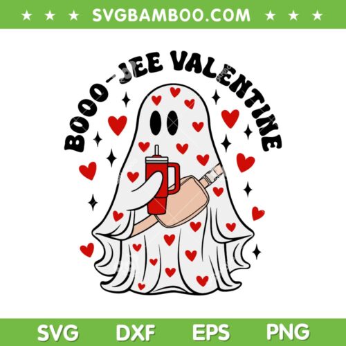 Ghost Boojee Valentine Stanley Tumbler SVG, Ghost Heart Inspired Belt Bag SVG, Boo Stanley Tumbler DXF SVG PNG EPS