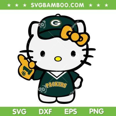 Green Bay Packers Hello Kitty SVG PNG, Packers Baseball Number 1 SVG, Kitty Cat Packers DXF SVG PNG EPS Green Bay Packers Hello Kitty SVG PNG, Packers Baseball Number 1 SVG, Kitty Cat Packers DXF SVG PNG EPS