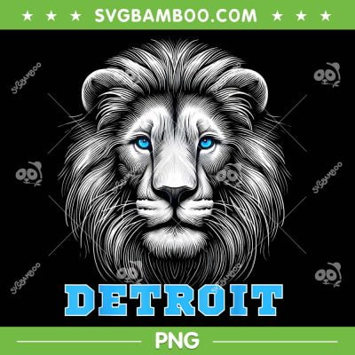 Head Of Lion Detroit PNG, Lions With Blue Eyes Football Fan PNG, Detroit Lions PNG
