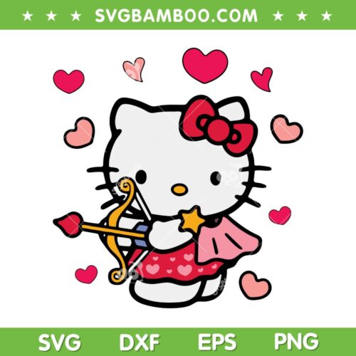 Hello Kitty Cupid SVG PNG, Valentines Day Sanrio Kitty SVG, Hello Kitty Valentine DXF SVG PNG EPS