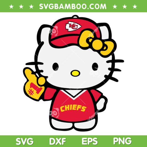 Kansas City Chiefs Hello Kitty SVG PNG, Chiefs Baseball Number 1 SVG, Kitty KC Chiefs DXF SVG PNG EPS