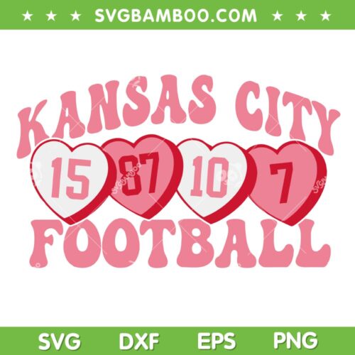 Kansas City Candy Hearts SVG PNG, Chiefs Football Valentines SVG, KC Chiefs Football Heart DXF SVG PNG EPS