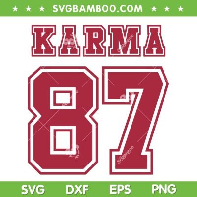 Karma 87 SVG PNG, Taylor Swift Karma Cat Football SVG, Taylor And Travis Football DXF SVG PNG EPS