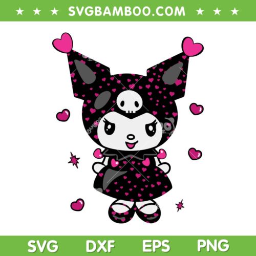 Kawaii Kuromi Valentine SVG PNG, Valentine Kuromi SVG, Kuromi Hello Kitty DXF SVG PNG EPS