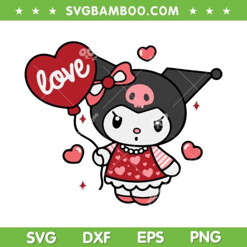 Kawaii Kuromi Valentine's Day SVG PNG, Valentine Kuromi Svg, Love Kuromi DXF SVG PNG EPS