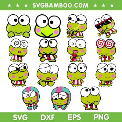 Keroppi SVG Bundle, Hello Kitty Friends Keroppi SVG Bundle, Keroppi Sanrio Kitty DXF SVG PNG EPS