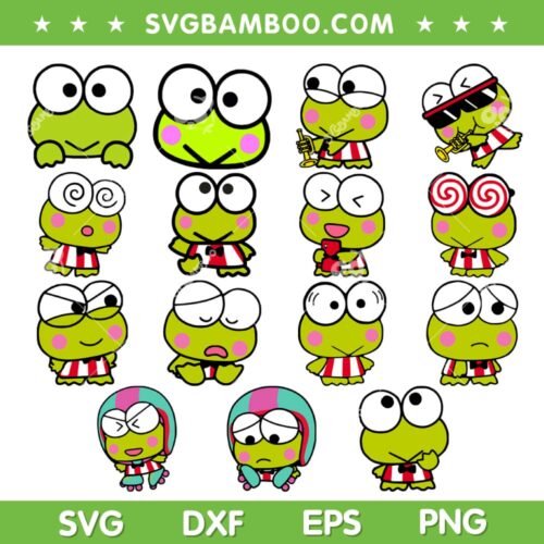Keroppi SVG Bundle, Hello Kitty Friends Keroppi SVG Bundle, Keroppi Sanrio Kitty DXF SVG PNG EPS