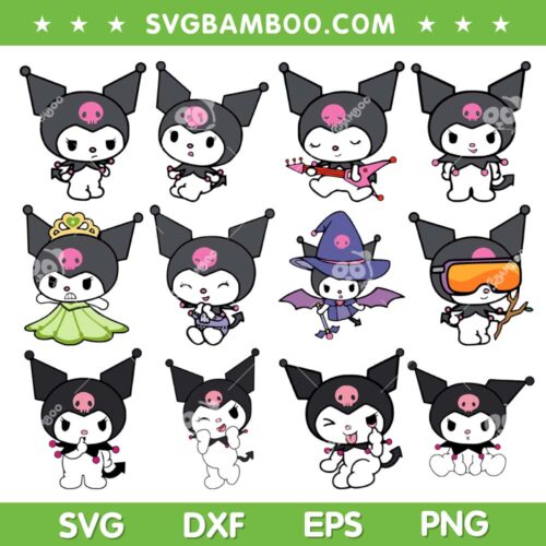 Kuromi SVG Bundle, Hello Kitty Kuromi SVG Bundle, Kuromi Kitty Cat DXF SVG PNG EPS