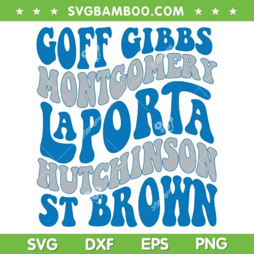 Lions Football Detroit SVG PNG, Hutchinson St Brown Goff Gibbs SVG, Detroit Lions DXF SVG PNG EPS