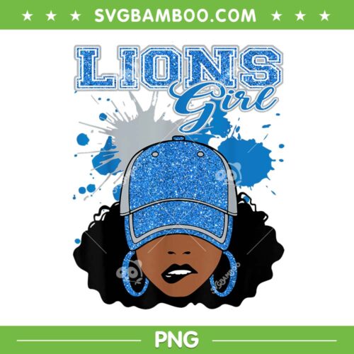 Lions Girl PNG, Women Sports Fan Team Spirit PNG, Detroit Lions Black Girl PNG