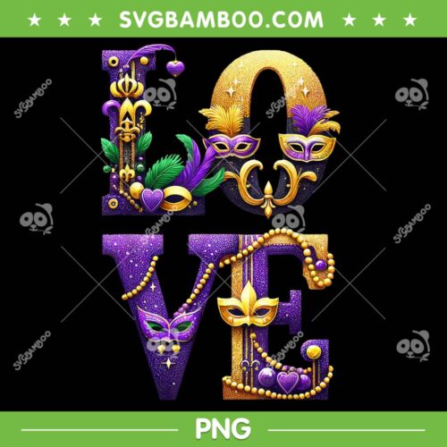 Mardi Gras Love Letters PNG, Fleur De Lis Love PNG, Mardi Gras New Orleans 2024 PNG