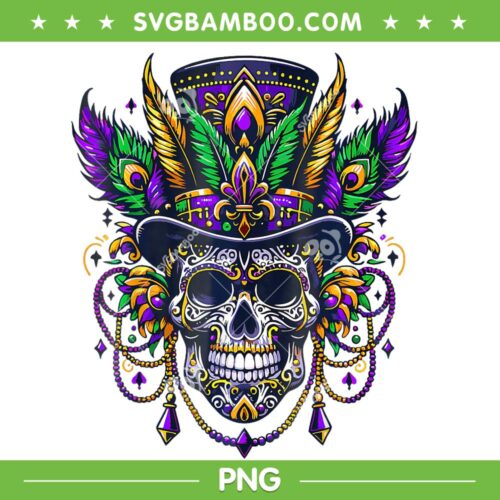 Mardi Gras Skull PNG, New Orleans Witch Doctor Voodoo PNG, Funny Sugar Skull Mardi Gras PNG