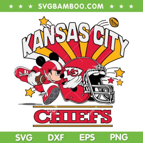 Mickey Chiefs Kingdom SVG PNG, Disney Kansas City Chiefs SVG, KC Chiefs Football DXF SVG PNG EPS