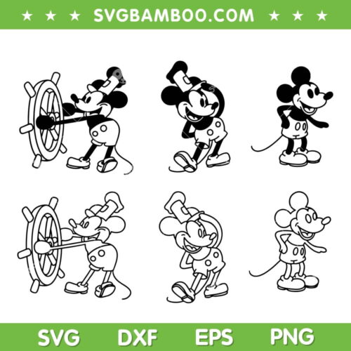 Mickey Mouse Steamboat Willie SVG PNG, Steamboat Mouse SVG, Disney Steamboat DXF SVG PNG EPS