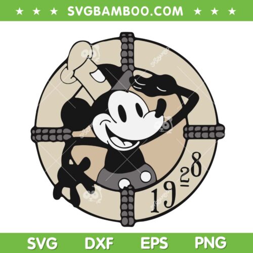 Mickey Steamboat Willie SVG PNG, Disney Mickey Mouse Classic 1928 SVG, Steamboat Mouse DXF SVG PNG EPS