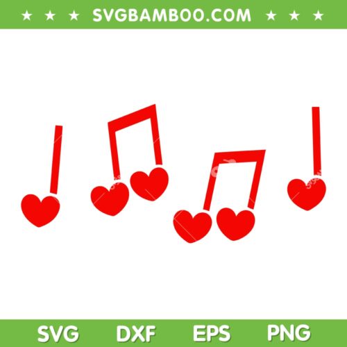 Music Note Valentines Day SVG PNG, Cute Music Teacher SVG, Heart Notes DXF SVG PNG EPS