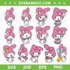 My Melody SVG Bundle, Hello Kitty My Melody SVG Bundle, Kitty My Melody Strawberry DXF SVG PNG EPS