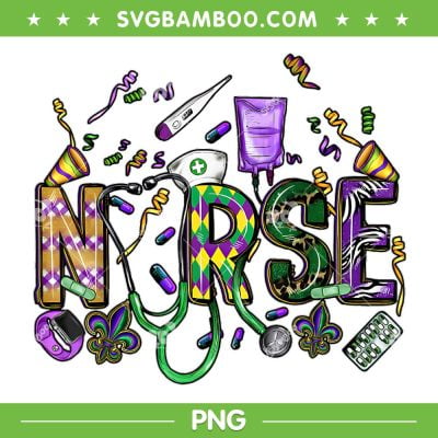 Nurse Mardi Gras Day PNG, New Orleans Nursing Festival Party PNG, Nurse Loves Mardi Gras PNG